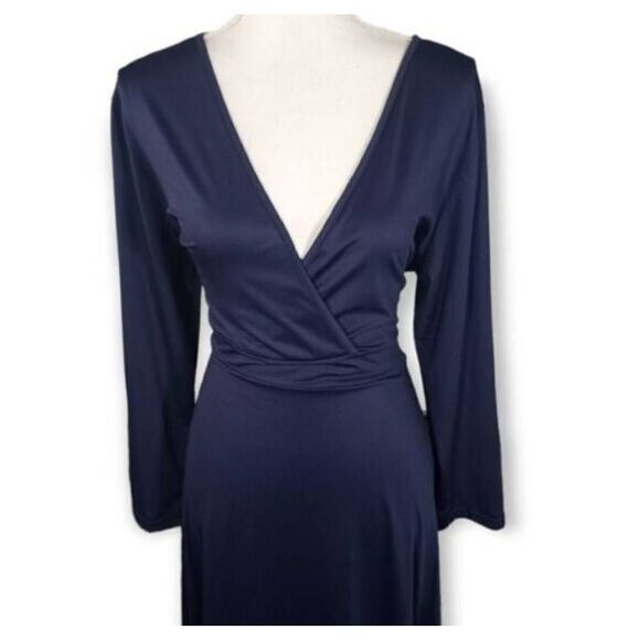 SHEIN NAVY V-NECK LONG SLEEVE MAXI DRESS SZ.5XL EUC. - Picture 3 of 11